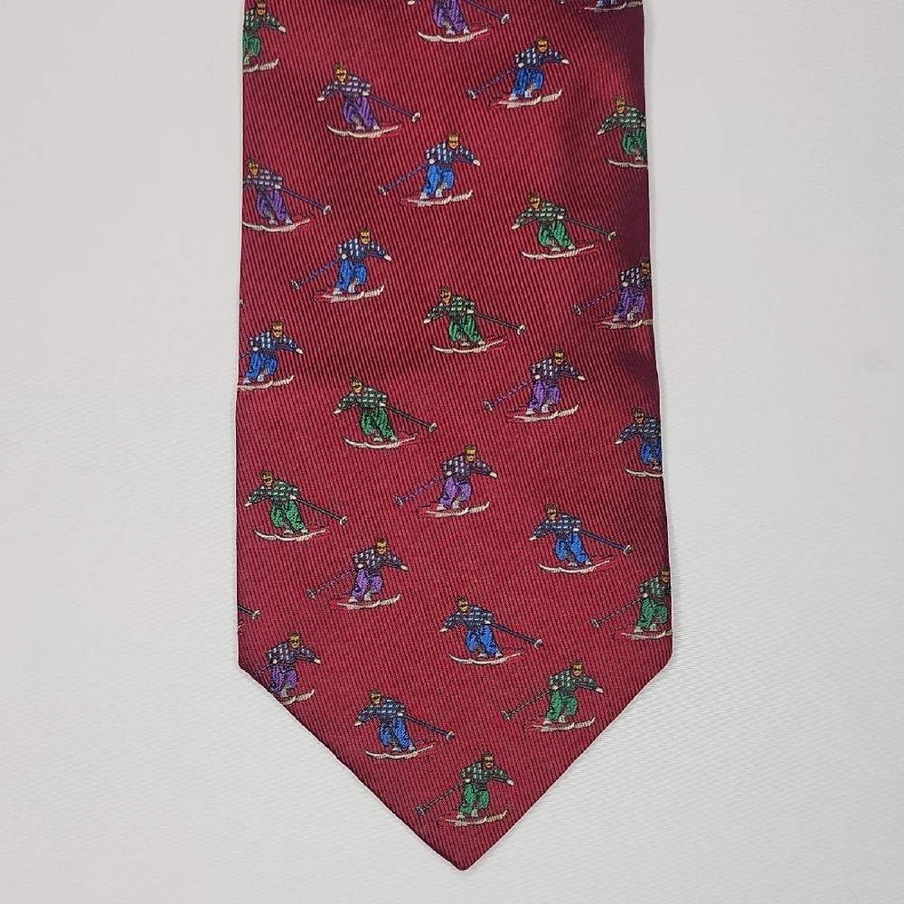 Tino Cosma Elegant Red Ski Silk Motif Tie